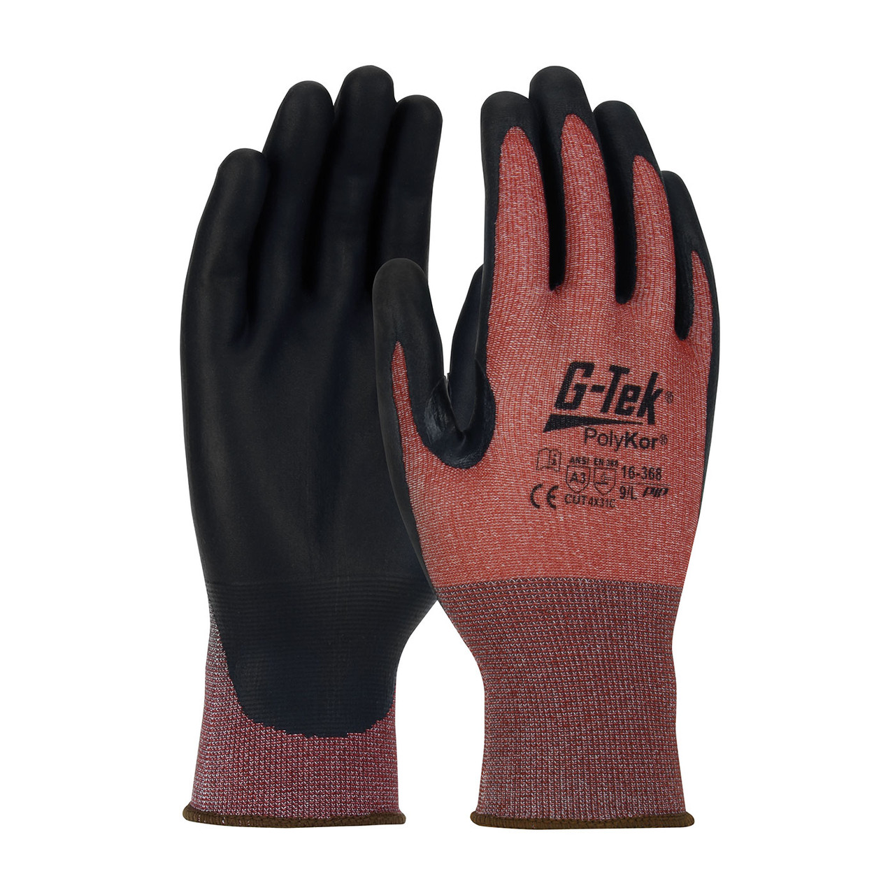G-Tek® PolyKor® X7™ 16-368  Cut Resistant Gloves, Size L, Burgundy, ANSI A3