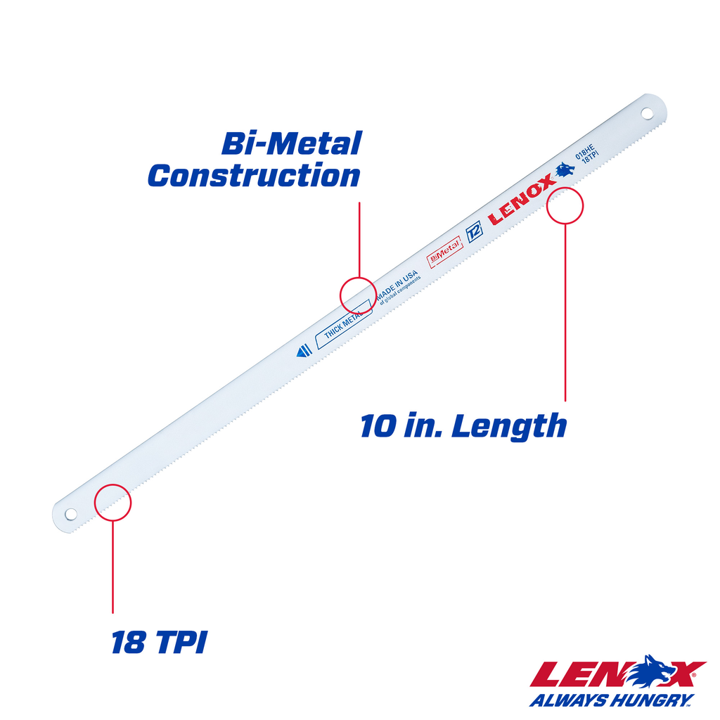 LENOX Hacksaw Blade, 10-Inch, 18 TPi, 100-Pack
