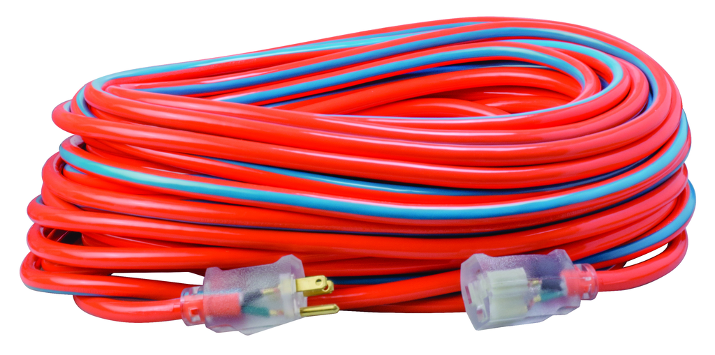 Southwire 100ft 12/3 SJTW Stripes & Cool Colors® Outdoor Extension Cord (Orange/Blue) 4/BX