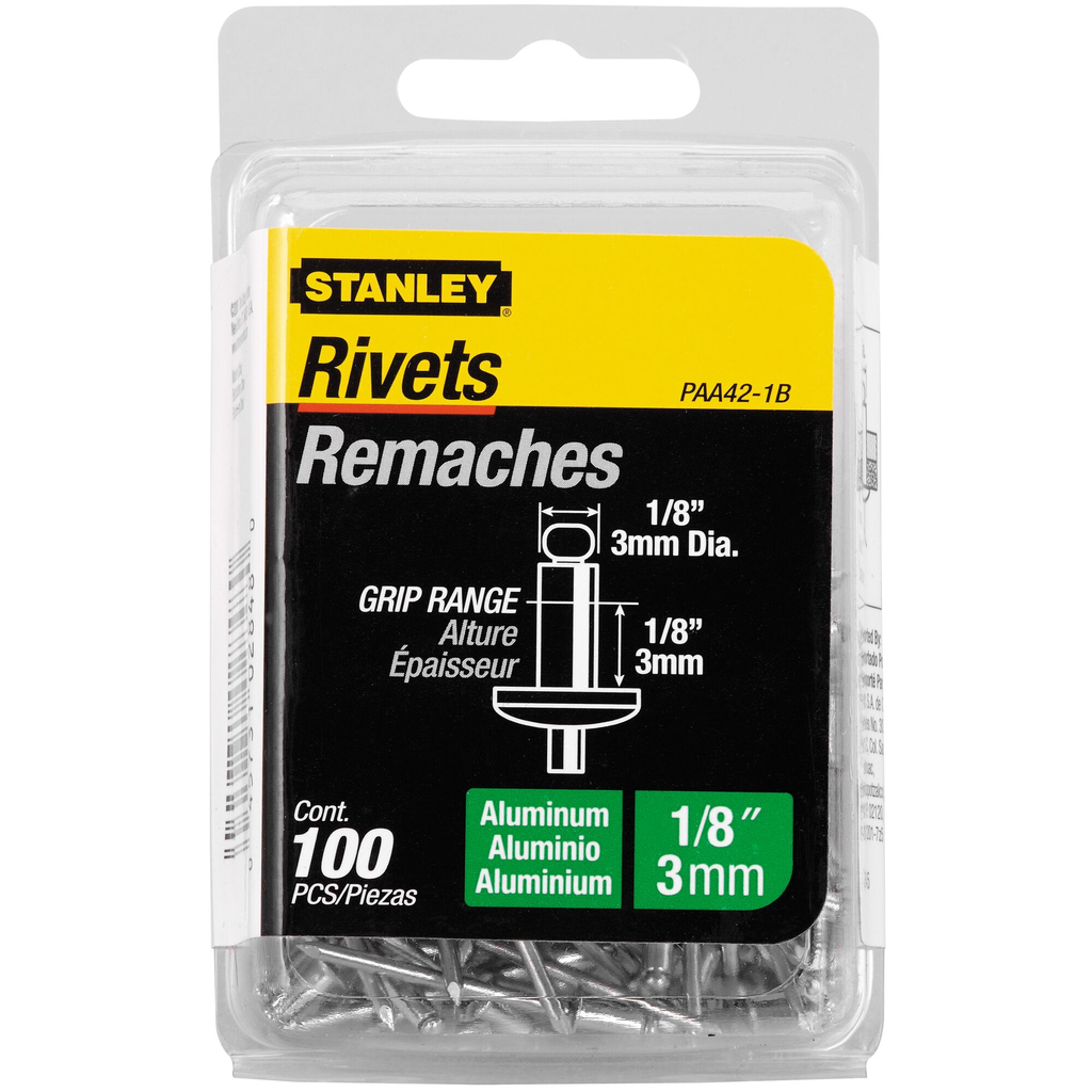STANLEY ALUMINUM RIVETS 1/8" X 1/8" - 100 PACK
