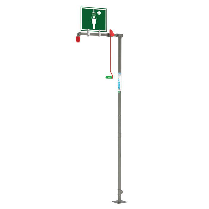 Floor Mount, Hughes Drench Shower, Stainless Steel Pipe - 18GS