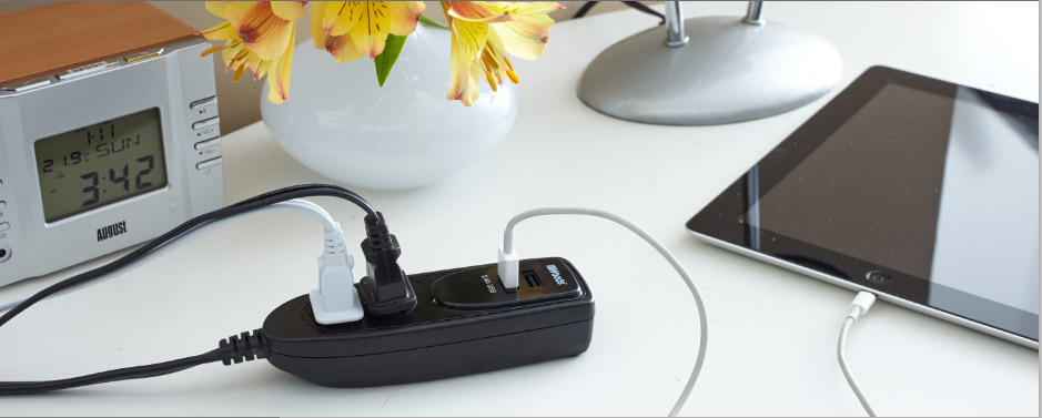 Woods POWERSTRIP, DSKTP USB 2 OUT 2.4A BLK 6/BX