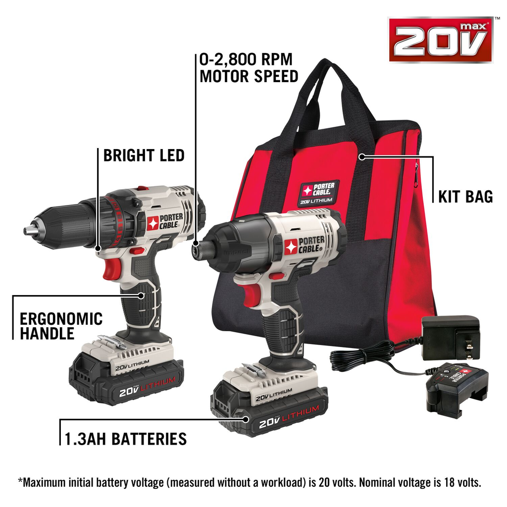 PORTER CABLE 20V Max Lithium 2 Tool Combo Kit (Drill/Driver)