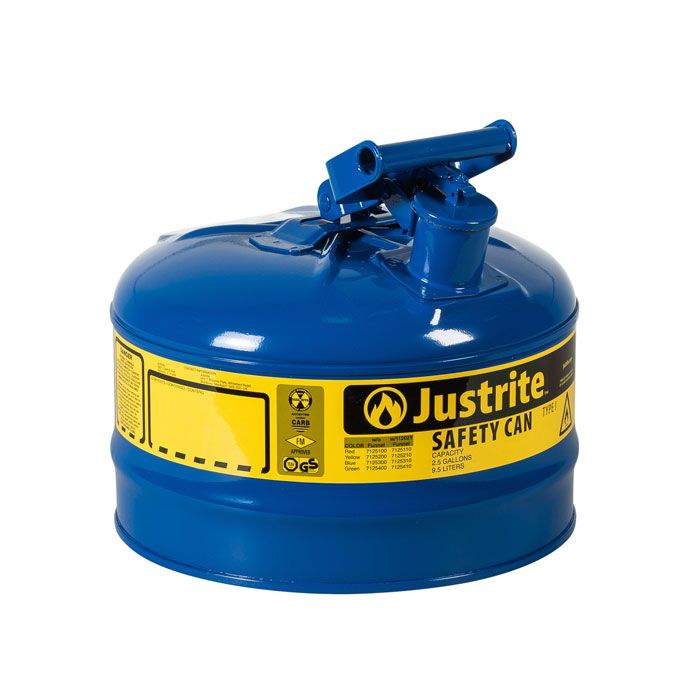 2.5 Gallon Steel Safety Can for Kerosene, Type I, Flame Arrester, Blue - 7125300
