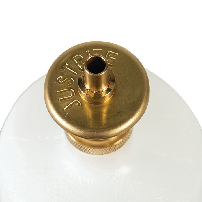 1 Quart Plastic Dispensing Can, Brass Dispenser Valves, Transluscent, White - 14012