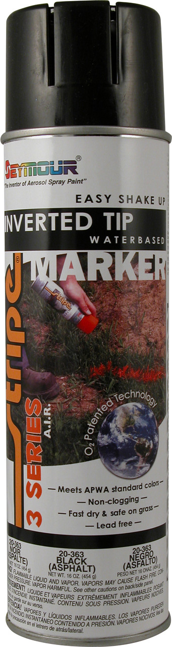 Seymour Black (Asphalt) Upside-Down Water-Base Spray Paint 16oz   12/CS