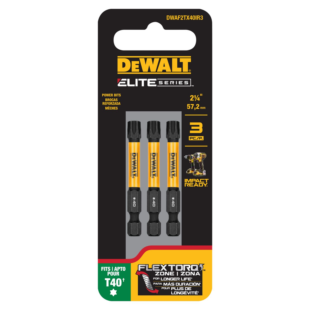 DW FLEXTORQ 3PK 2.25IN BITS FOR T40