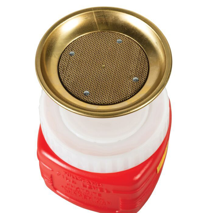 1 Quart Plastic Plunger Dispensing Can, Perforated Pan Screen Serves as Flame Arrester, Red - 14018