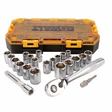 DEWALT Drive Socket Set, SAE/Metric, 1/2-Inch, 23-Piece