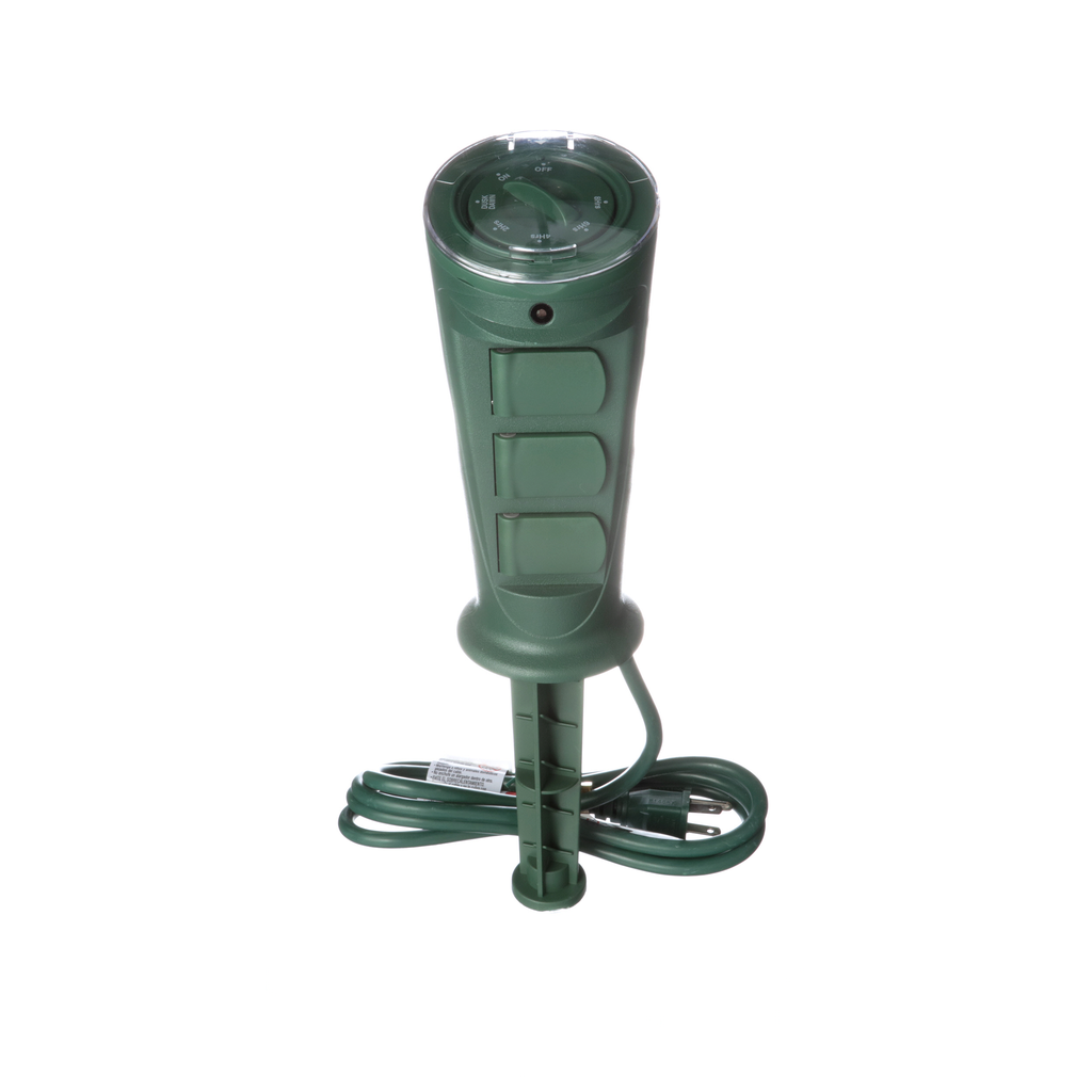 Woods TIMER, OUTDOOR 3 OUTLET POWER STAKE WITH 6/BX