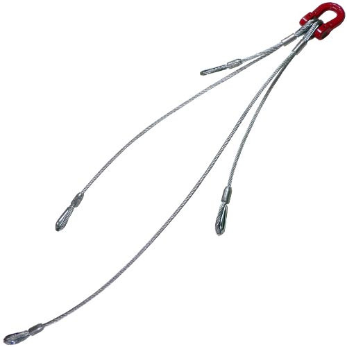 Wire Rope Bridle Sling 3/8" 4 Way Staggered Swivel 19,200 lb