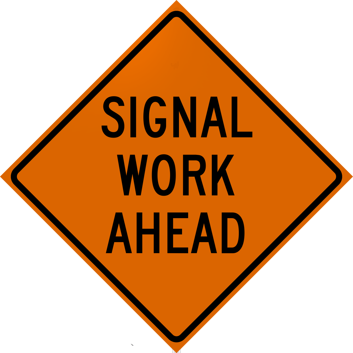 Cortina 48" x 48" SuperBright Reflective Roll-Up Sign with Lexan Pockets and Ribsets - Signal Work Ahead