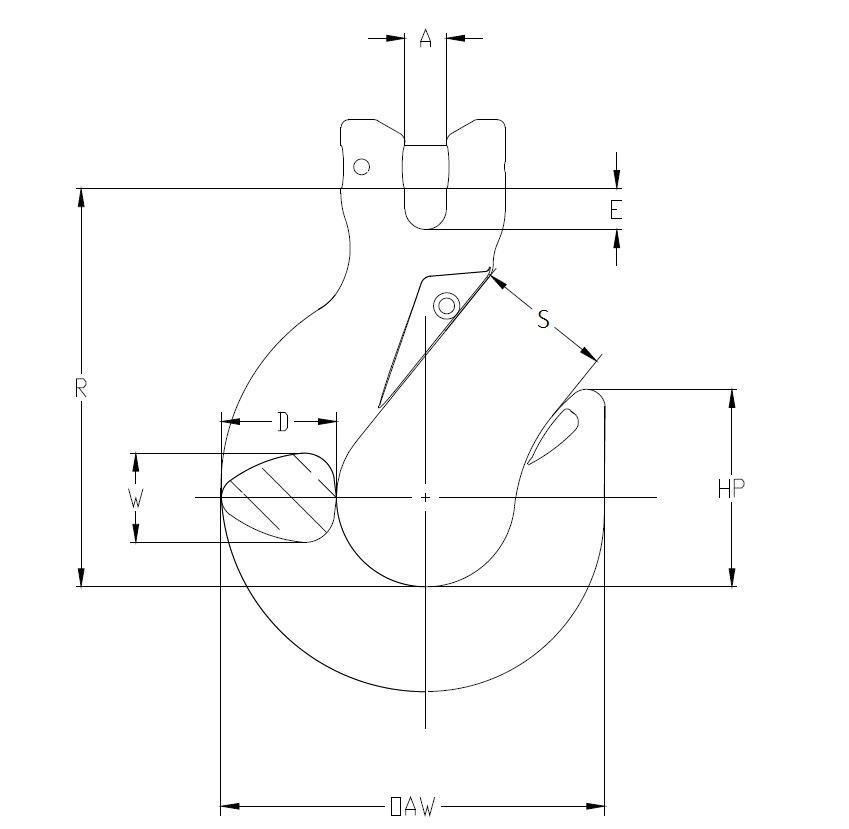 SLING HOOK, CLEVIS STYLE, PL, 3/8"