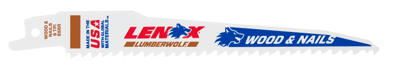 LENOX B656R Wood Bi-Metal Reciprocating Saw Blades, 6-Inch, 6 TPi, 25/Pk