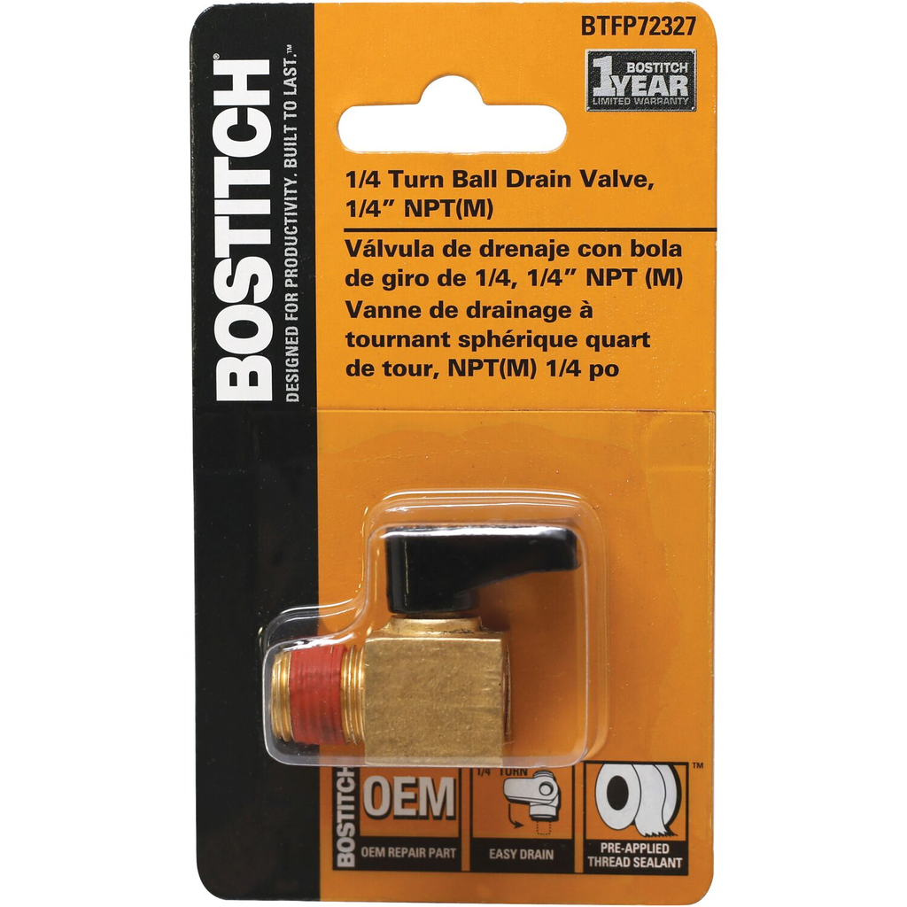 BOSTITCH BALL DRAIN VALVE, 1/4IN NPT(M) BT