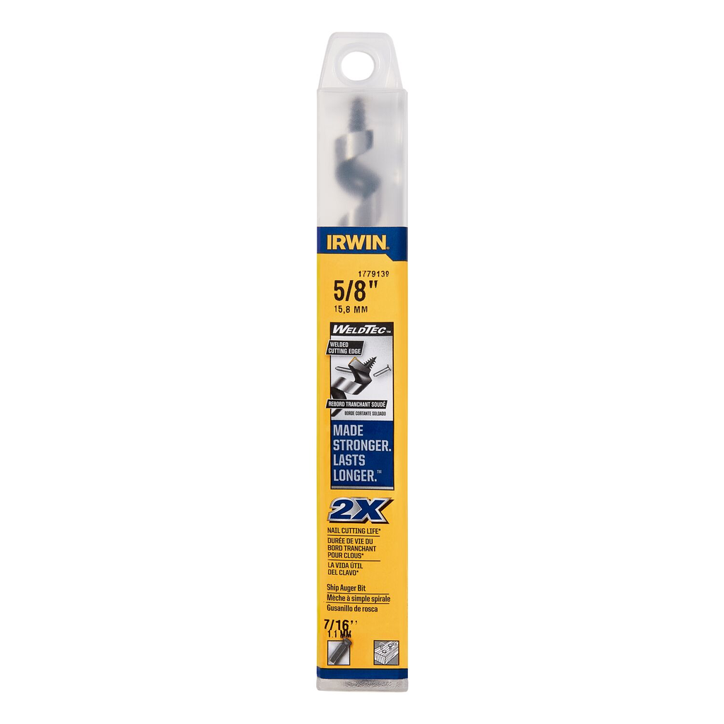 IRWIN 5/8" X 7.5" WELDTEC SHIP AUGER - TUBED