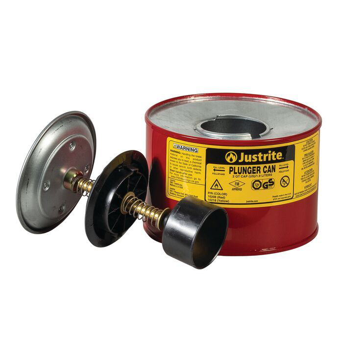 2 Quart Steel Plunger Dispensing Can, Perforated Pan Screen Serves as Flame Arrester, Red - 10208