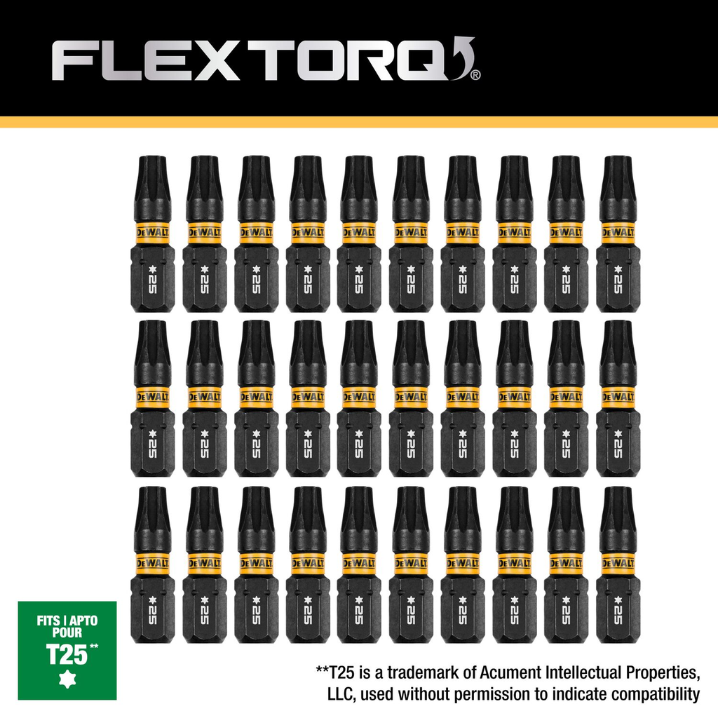 DW FLEXTORQ 30PK 1IN FOR T25 W/ SB