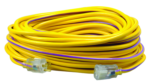 Southwire 100ft 12/3 SJTW Stripes & Cool Colors® Outdoor Extension Cord (Yellow/Purple) 4/BX