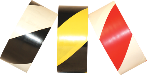 Electro-Tape  2" (50 mm)   x 36 yd Laminated Safety Striped PVC Tape - Black/White 24/CS