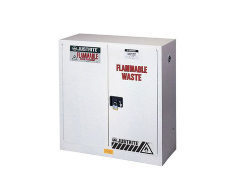 30 Gallon, 1 Shelf, 2 Doors, Manual Close, Flammable Waste Cabinet, Sure-Grip® EX, White - 8930053