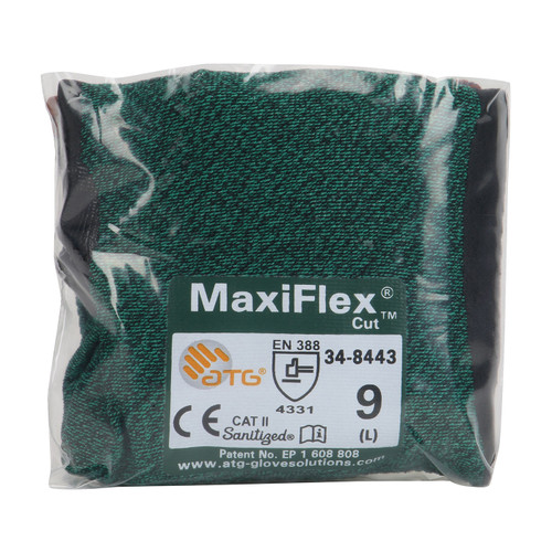 MaxiFlex® Cut™ 34-8443V  Cut Resistant Gloves, Size L, Green, ANSI A2