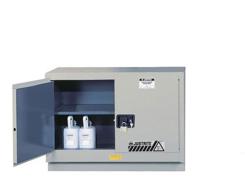 31 Gallon, 1 Shelf, 2 Doors, Manual Close, Corrosives/Acids Safety Cabinet, ChemCor® Under Fume Hood, Silver - 8849042