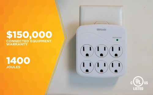 Woods SURGE, WALL 6 OUTLET SURGE TAP 1440J 6/BX