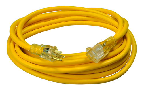 Southwire 25ft SJTW 12/3 Outdoor Extension Cord W/ Lighted End  (Yellow) 12/BX
