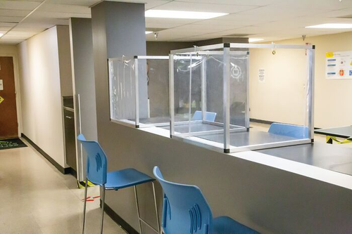 7' x 2' Rectangular Breakroom Workspace Cough and Sneeze Guard, PVC in Aluminum Frame - 15613