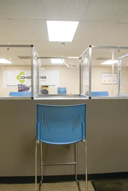 7' x 2' Rectangular Breakroom Workspace Cough and Sneeze Guard, PVC in Aluminum Frame - 15613