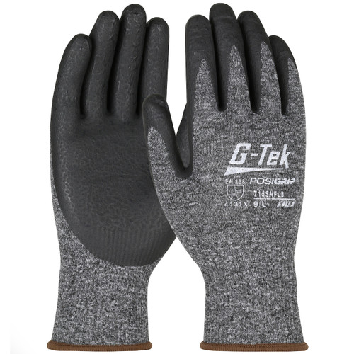 G-Tek® PosiGrip® 715SNFLB  SeamlessGlove Coated, Size L, Salt & Pepper