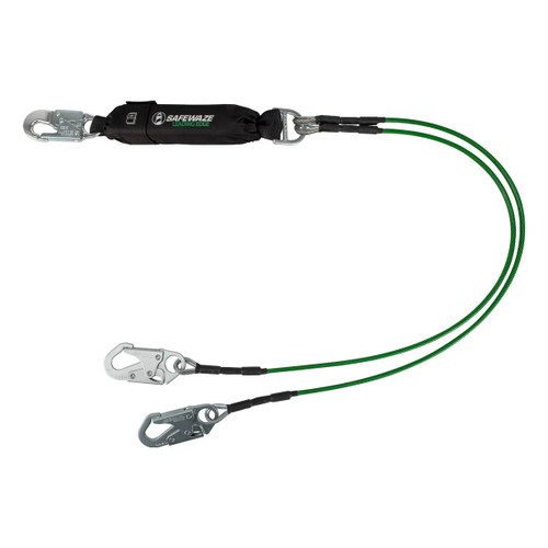 SafeWaze Leading Edge 6' Energy Absorbing Lanyard: Dual Leg, Snap Hooks