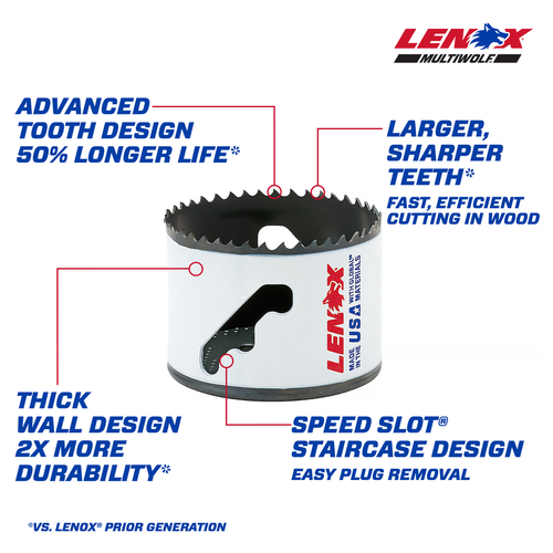 LENOX Bi-Metal Speed Slot Hole Saw With T3 Technology, 2-3/4"