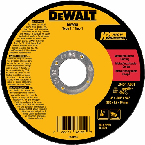 DEWALT 6" x .045" x 7/8" A60T Metal Thin Cut-Of 25/bx