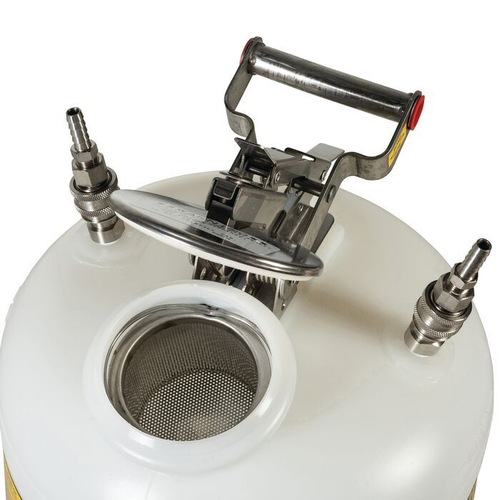 5 Gallon, Polypropylene Quick-Disconnect Disposal Safety Can with Faucet, Stainless Steel Fittings for 3/8" Tubing, White - 12771