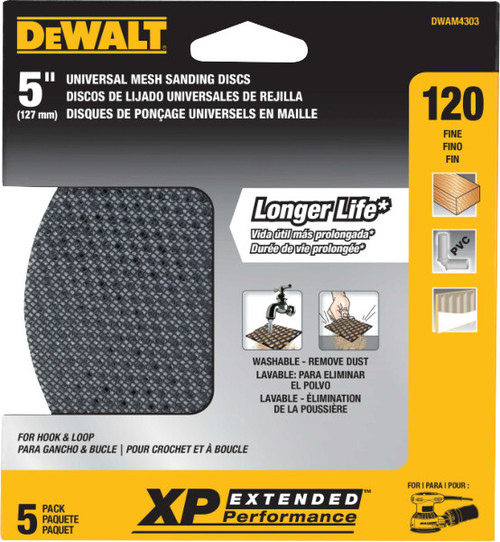 DEWALT 120 Grit Mesh Random Orbit Disks (5 Sheets), 5"