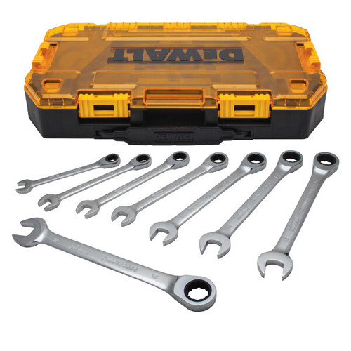 DEWALT 8 Piece Full Polish Ratcheting Combination Metric Wrench Set