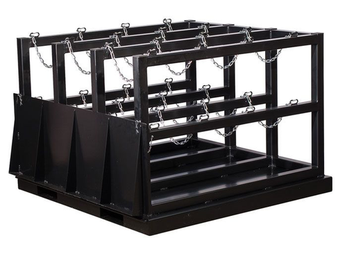 Gas Cylinder Barricade Rack, 12 Cylinder Capacity, with Ramp, Steel - 35226