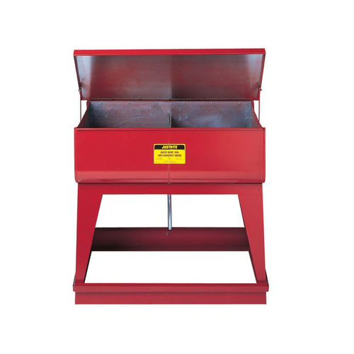 Twin 4 Gallon Chamber Rinse Tanks, Floor-Standing, Foot-Operated Self-Close Cover, 2 Plugs, Steel, Red - 27140