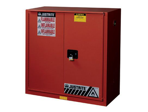 40 Gallon, 3 Shelves, 1 Bi-Fold Self-Close Door, Paint Safety Cabinet, Sure-Grip® EX, Red - 893091