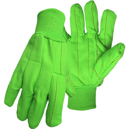 PIP® 30PCN 18oz Fabric Work Gloves, Size L, Hi-Vis Green