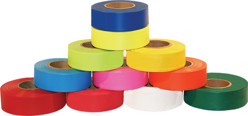 Electro-Tape 1 3/16" (30 mm) x 150 ft Flagging Tape - High Visibility (Glow) PVC - Yellow 12/CS