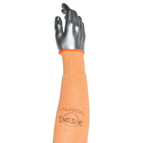 Kut Gard® MSULTRAHVO1  Cut Resistant Sleeve, Size 12", Hi-Vis Orange, ANSI A3