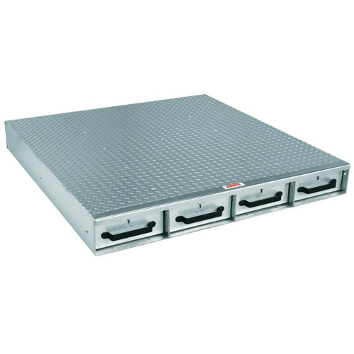 JOBOX 4-Drawer Long Floor Heavy-Duty Aluminum Drawer Storage - (48"W x 6"H x 50"L)