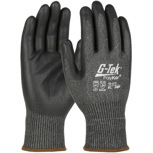 G-Tek® PolyKor® 16-373  Cut Resistant Gloves, Size L, Black, ANSI A7