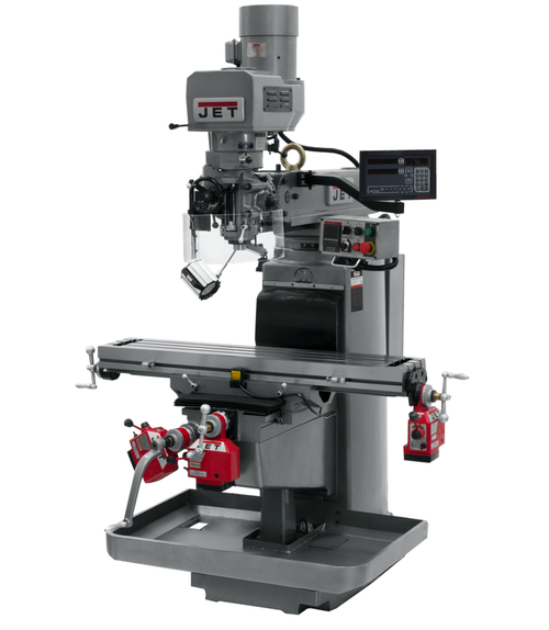 JTM-1050EVS2/230 Mill With 3-Axis Newall DP700 DRO (Knee) With X, Y and Z-Axis Powerfeeds