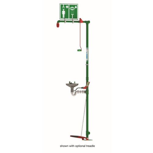 Floor Mount, Open Stainless Steel Bowl, Hughes Combination Shower, Galvanized Pipe, Top Inlet - 18G85G