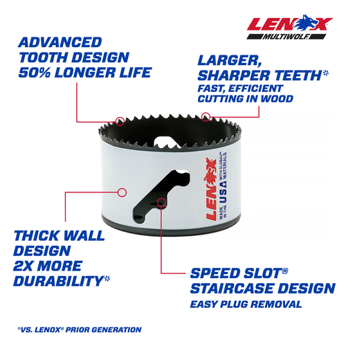 LENOX Bi-Metal Speed Slot Hole Saw With T3 Technology, 3-1/2"