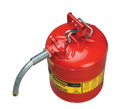 5 Gallon, 1" Metal Hose, Steel Safety Can for Flammables, Type II, AccuFlow™, Red - 7250130